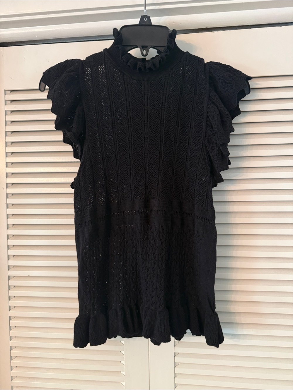 Zara Black Ruffle Sleeve Knit Top